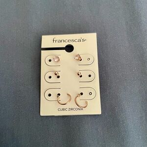Francesca's Collections Rose Gold and Clear Earring Set